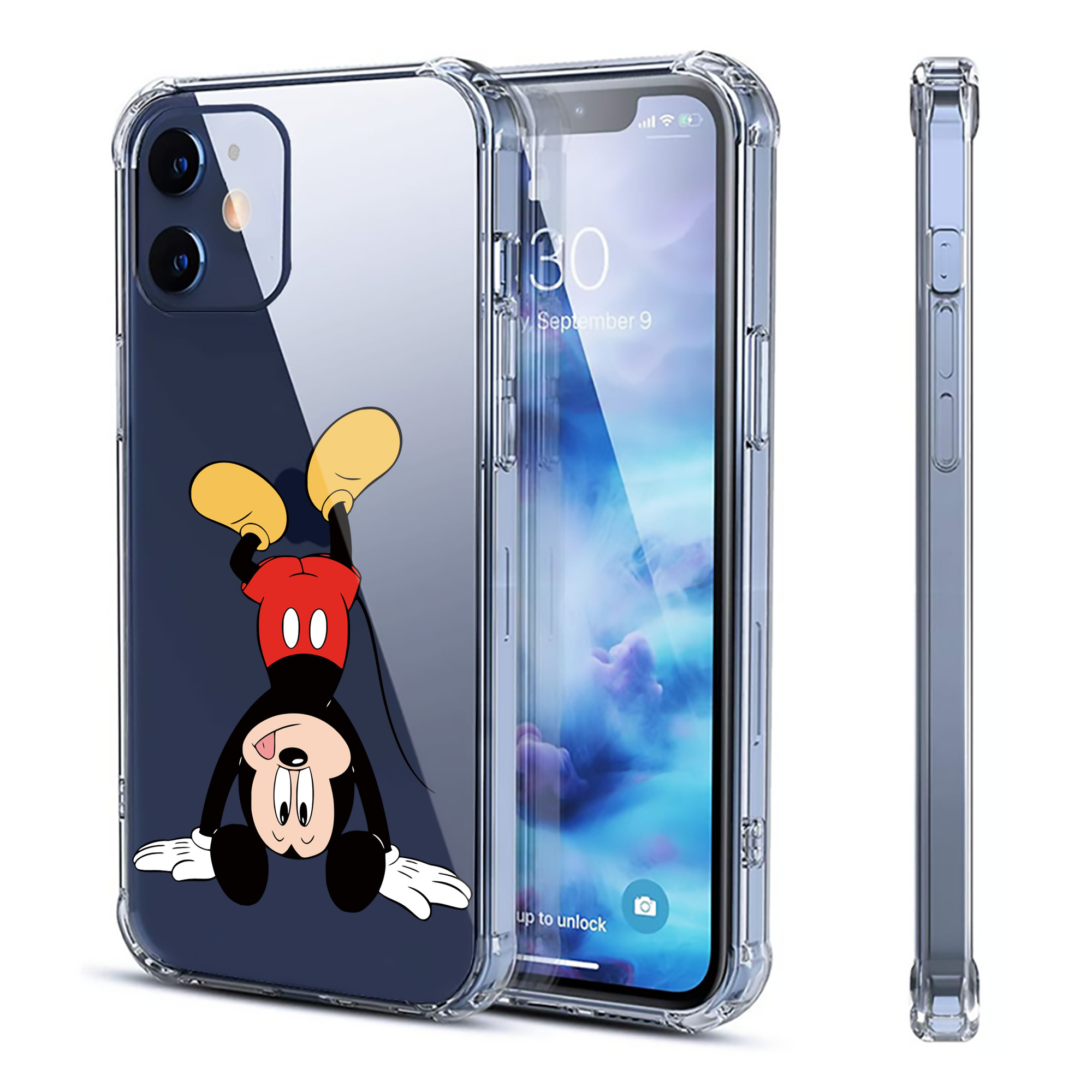 （画像用） ミッキーマウス Mickey Mouse 【iPhone 12シリーズ対応】透明スマホケース（クリアソフトケース）